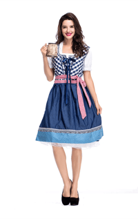 Womens Dress Traditional Dirndl Blouse Apron Outfit