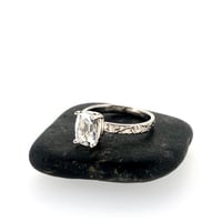 Image 4 of 1.6 carat cushion cut white topaz engagement ring and wedding band set