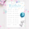 Baby Shower Games - Would She Rather Cards Blue Rabbits 