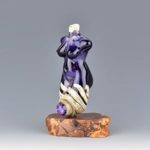 Image of XXL. Ink Blue Goddess - Flamework Glass Sculpture Bead