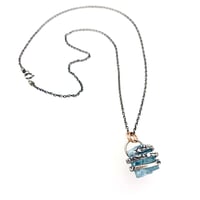 Image 2 of raw aquamarine necklace with coil setting