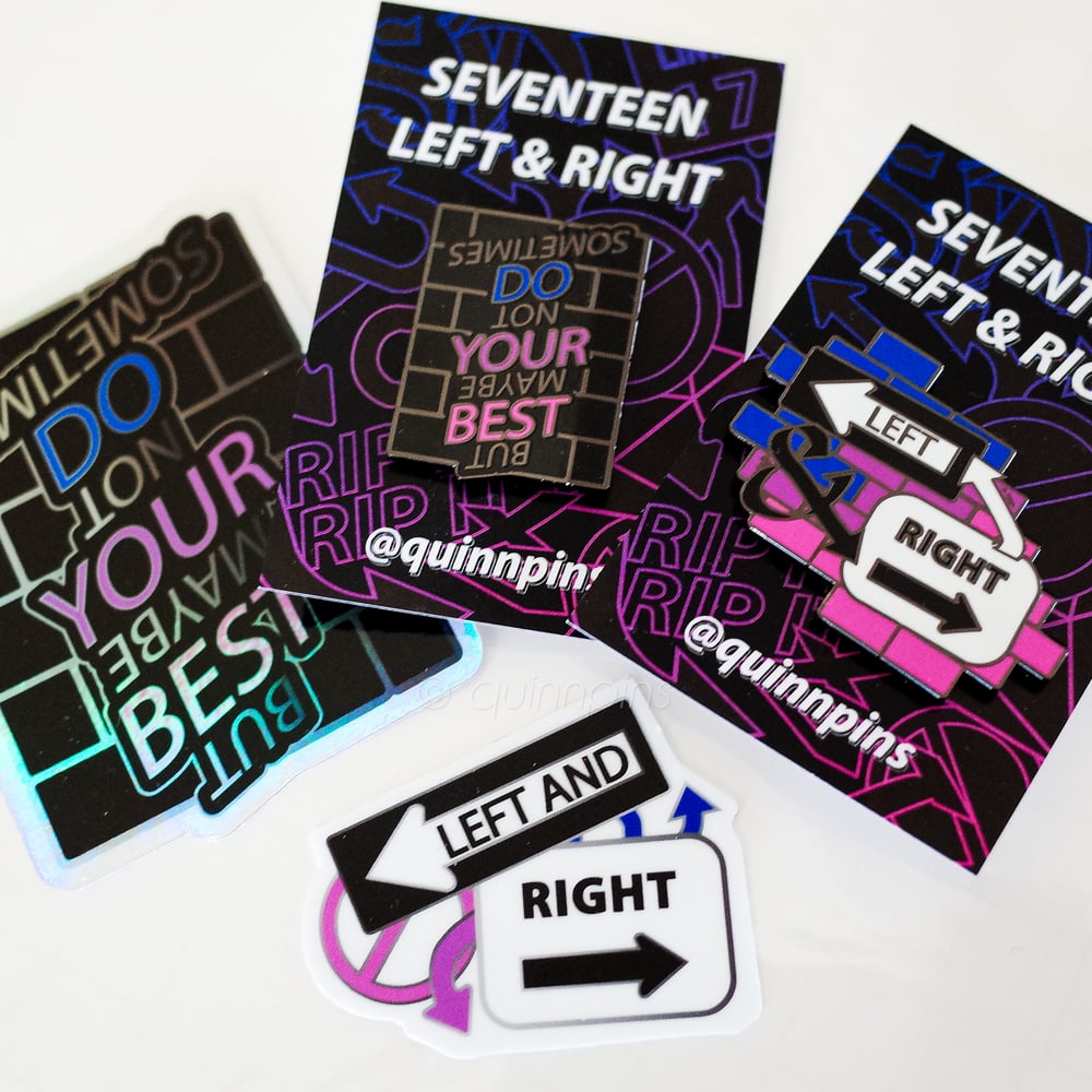Image of SEVENTEEN Left & Right Enamel Pin SET + Stickers!