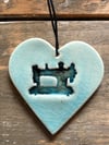 Teal sewing machine heart