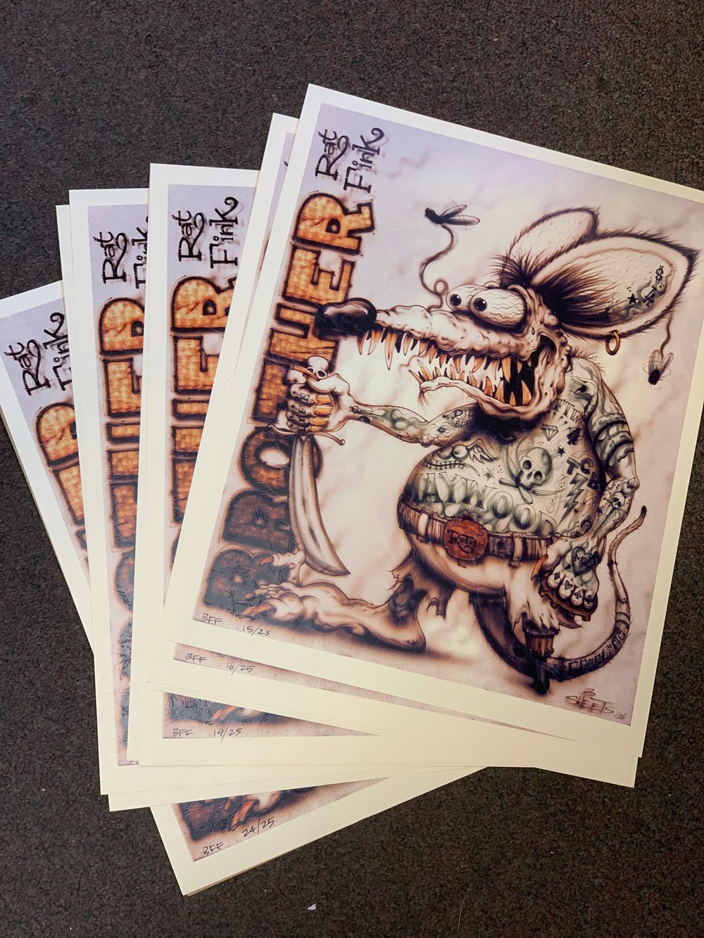 Brother Rat Fink Print - Limited Edition - Printed on Leather Textured Paper