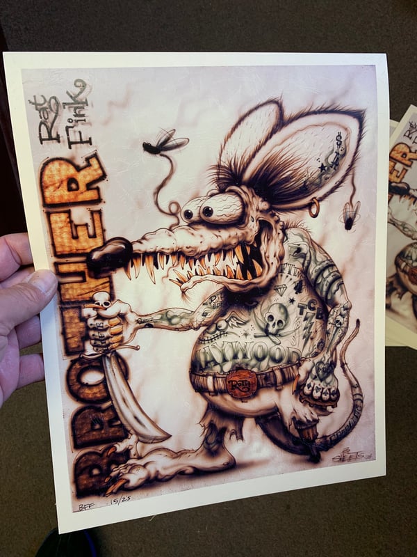 Image of Brother Rat Fink Print - Limited Edition - Printed on Leather Textured Paper