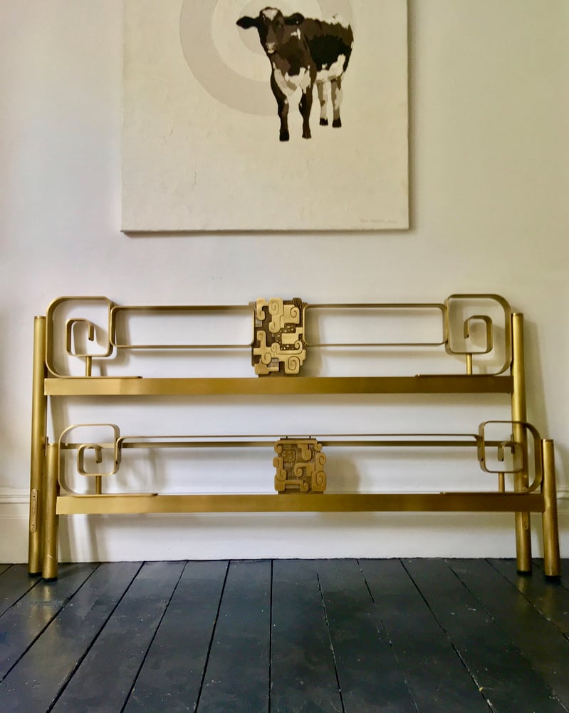 Image of Bed Frame with Decorative Panels, Italy 1970s