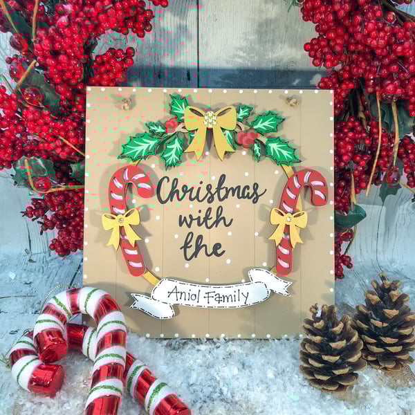 Image of Candy Cane Wreath (round or square)