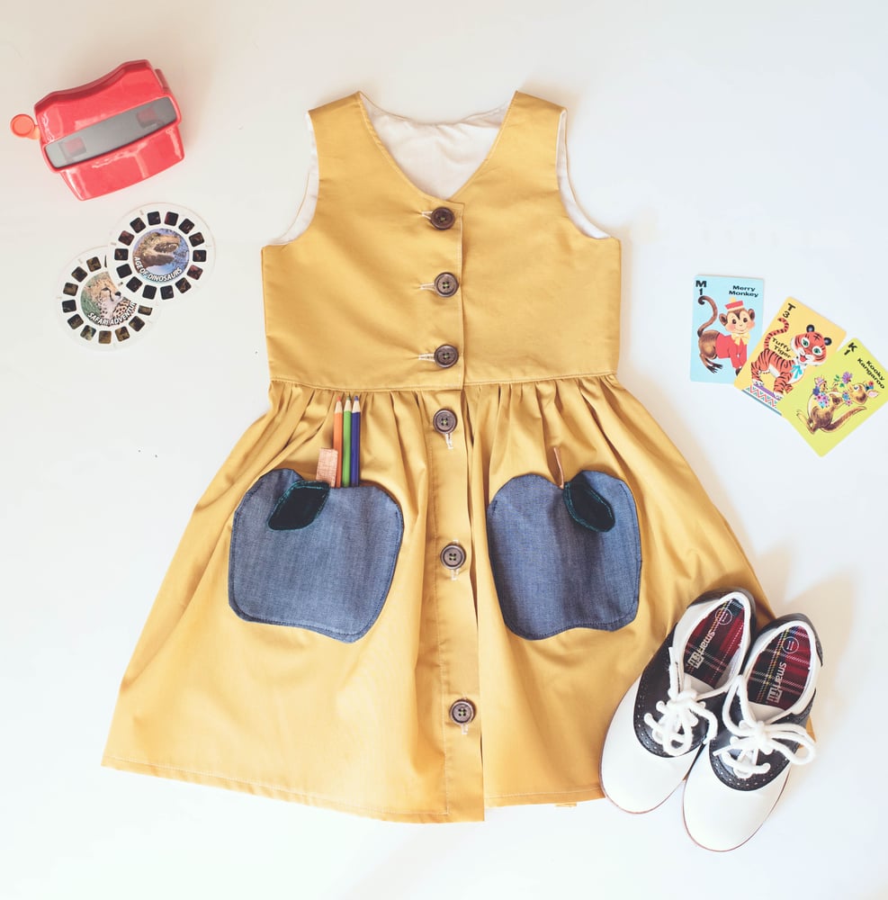 Image of Modern Mustard Apple Pocket dress 