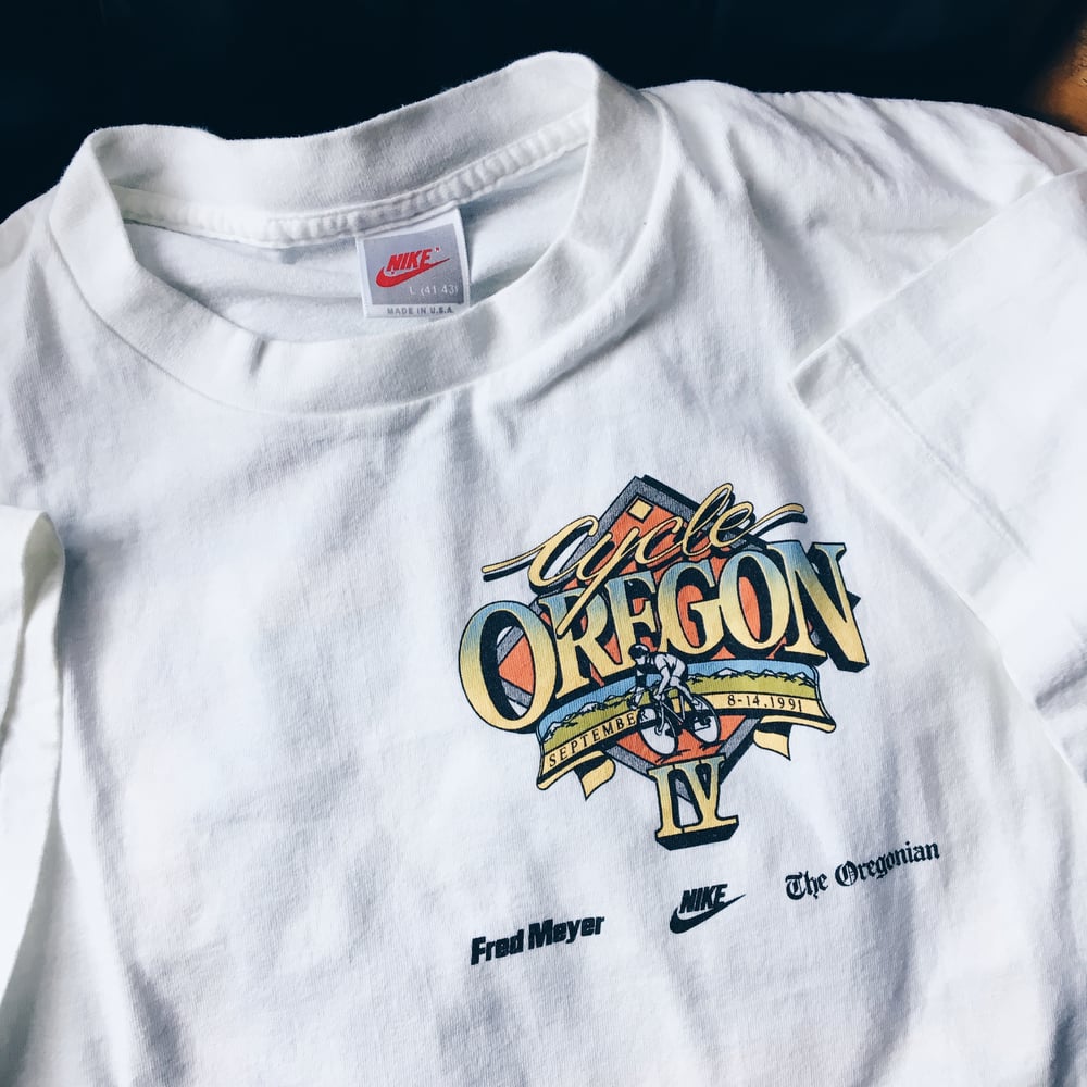 Image of Original 1991 Nike Cycle Oregon IV Tee.