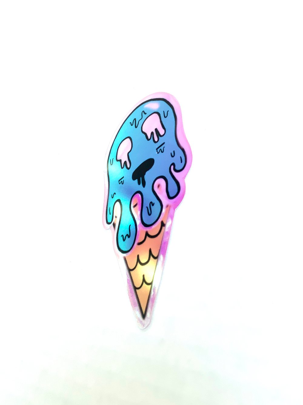 Blue Drip Ice Cream Sticker | DomiJay Art