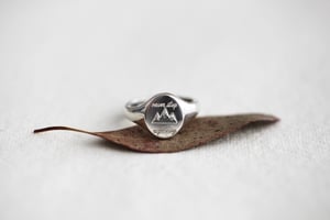 Image of 'never stop exploring' hand engraved signet ring (metal options available)