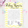Baby Shower Games - Word Search Game Cards Chevron