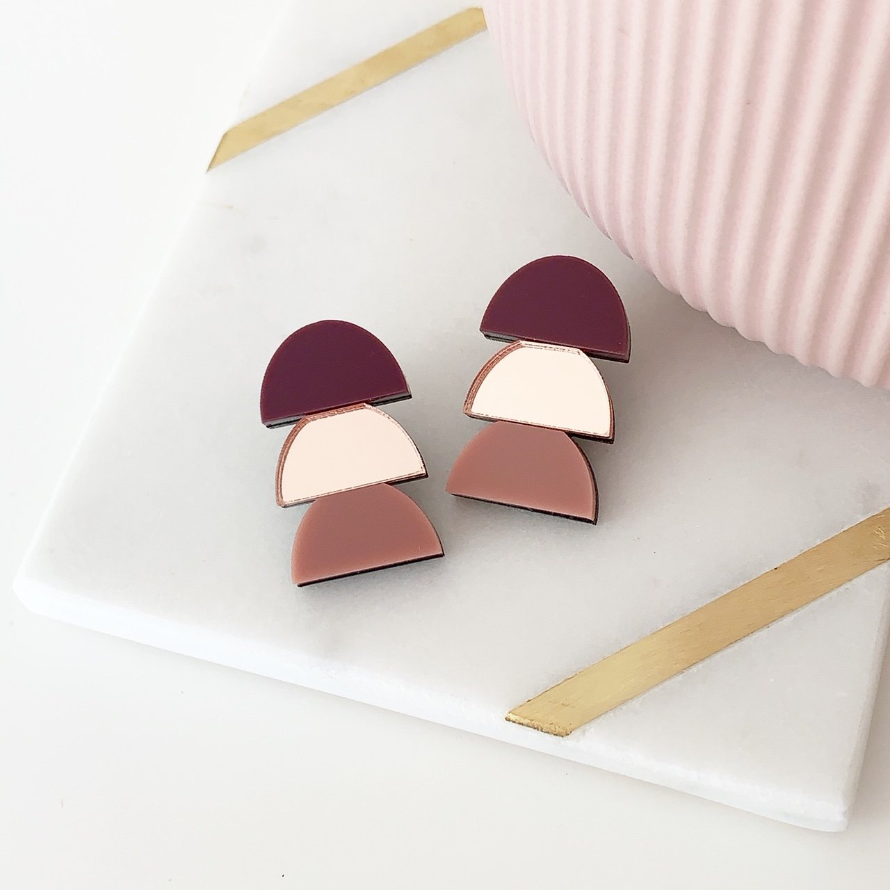 Image of Rose Stacked Trio Studs