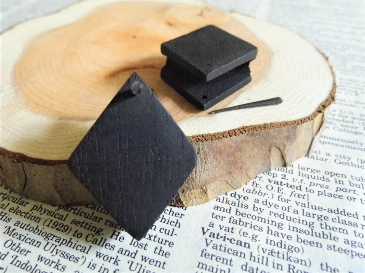 Black Wooden Square Cube Earrings