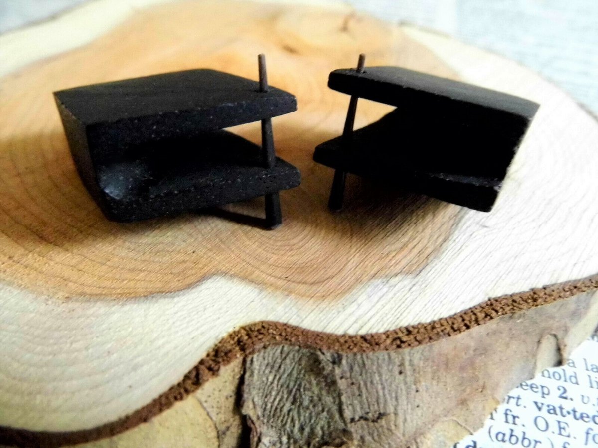 Black Wooden Square Cube Earrings