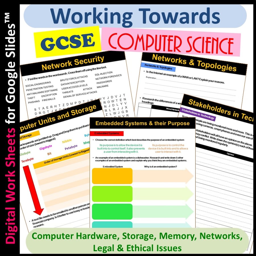 Image of Working Towards GCSE Computer Science Worksheets Digital Technology (Distance Learning)