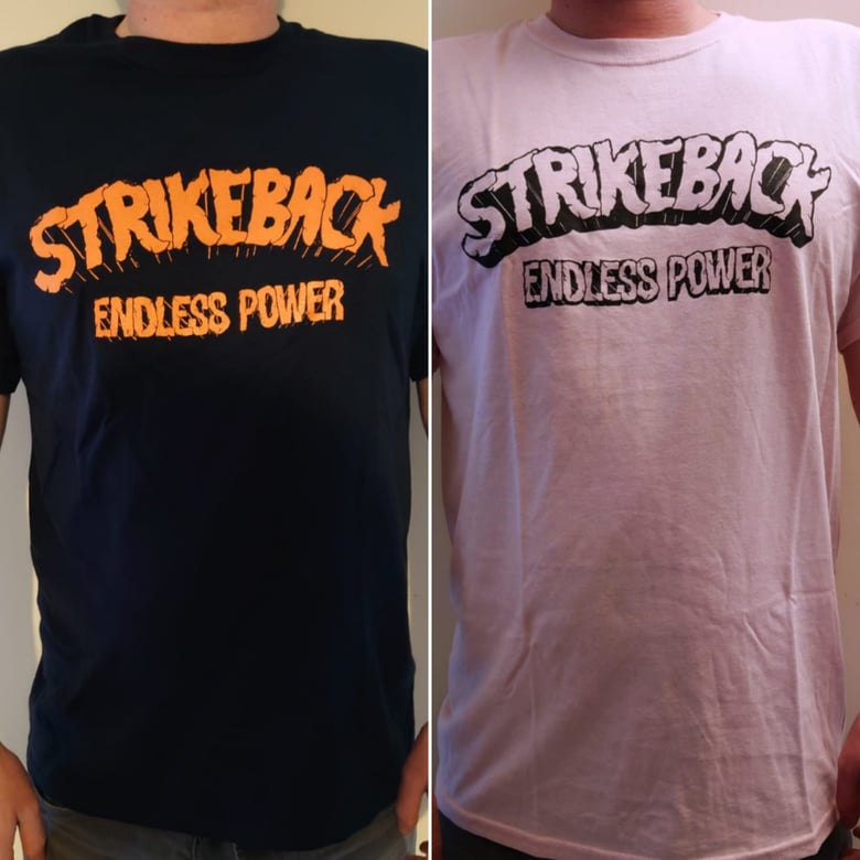 Image of Black Shirt/Pink Shirt with Orange Logo/Black Outline Logo