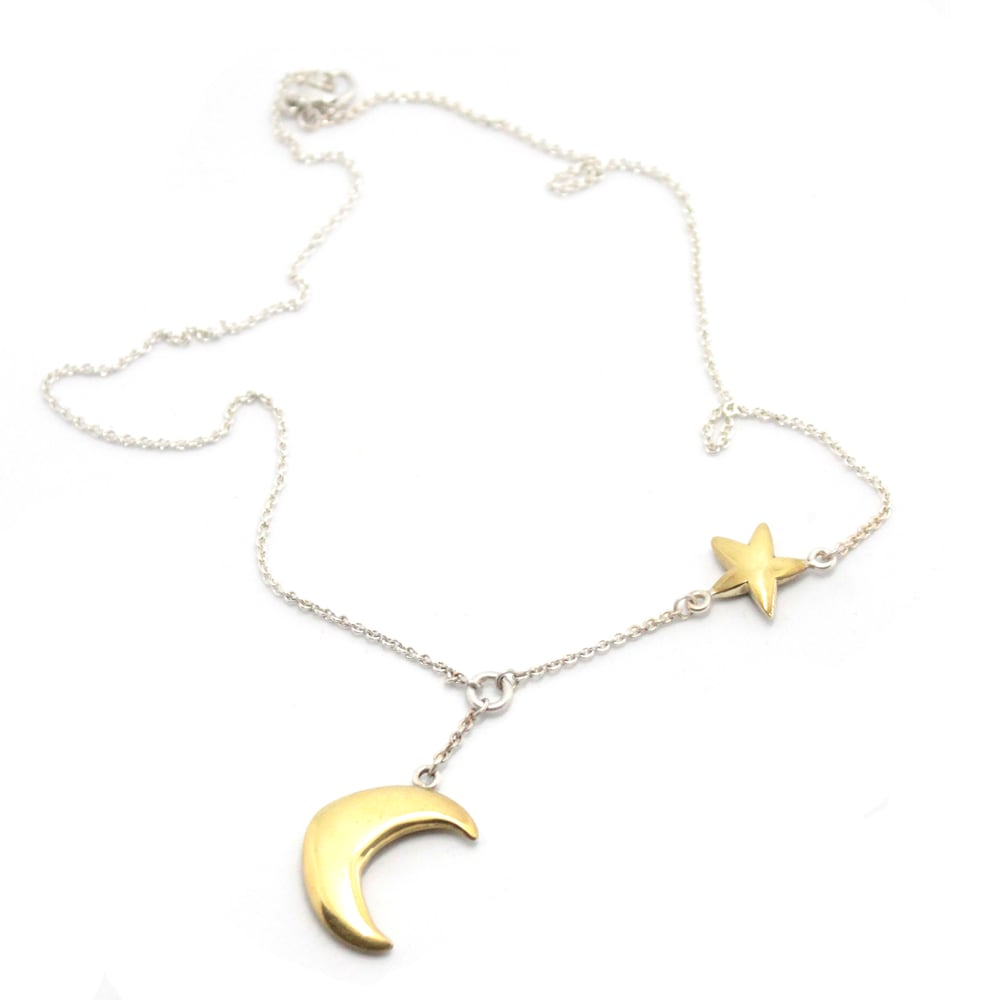 Image of PUFFY MOON AND STAR NECKLACE