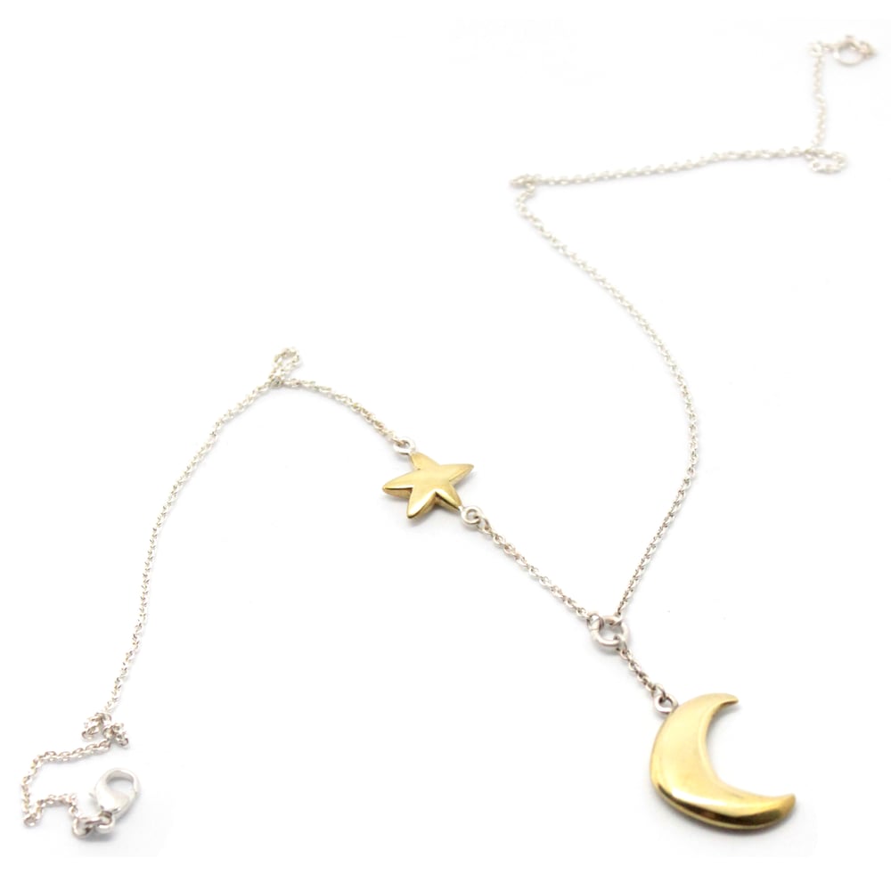 Image of PUFFY MOON AND STAR NECKLACE