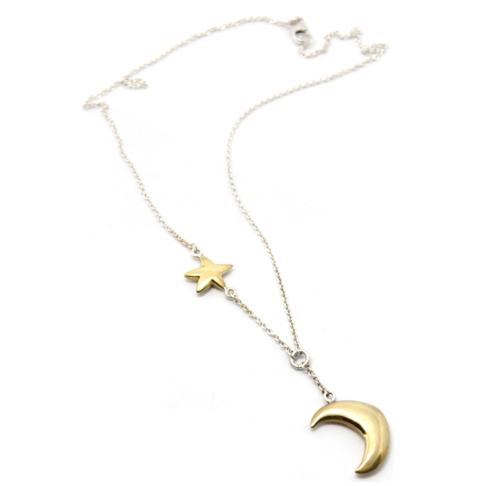 Image of PUFFY MOON AND STAR NECKLACE