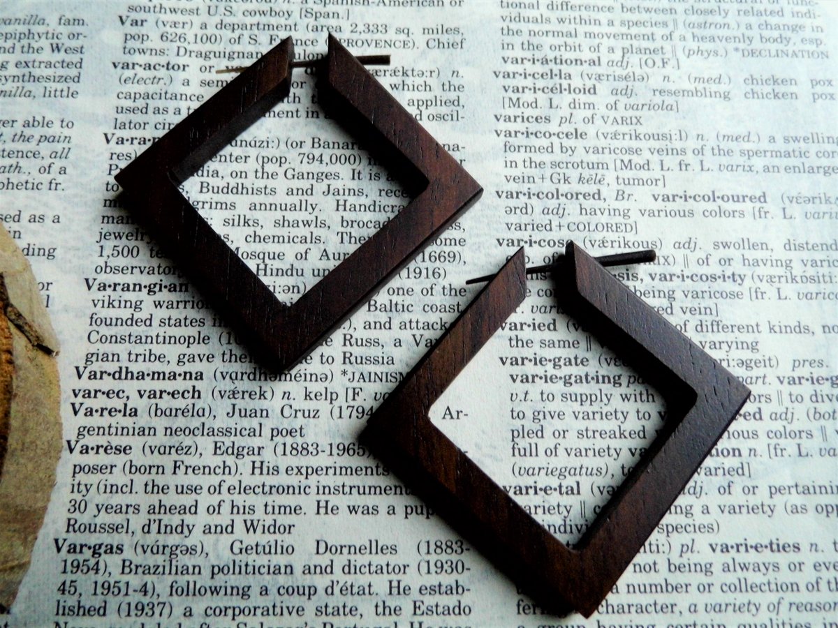 Womens Wooden Hoops Earrings Extra Large Square