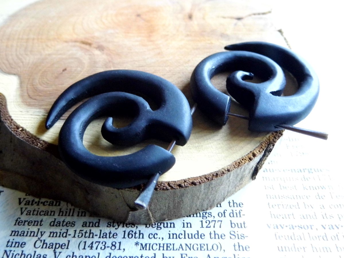 Wooden Spiral Hoop Earrings Men Women