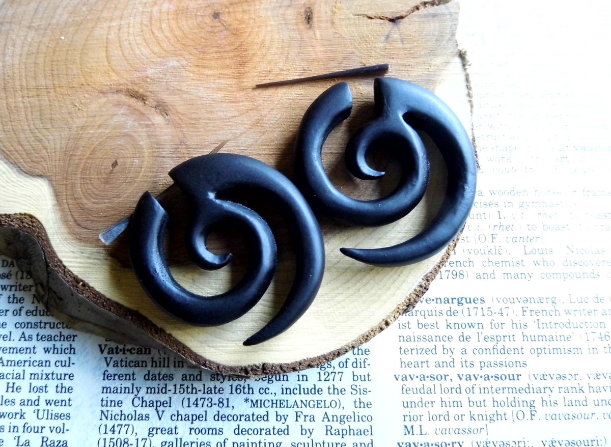 Wooden Spiral Hoop Earrings Men Women