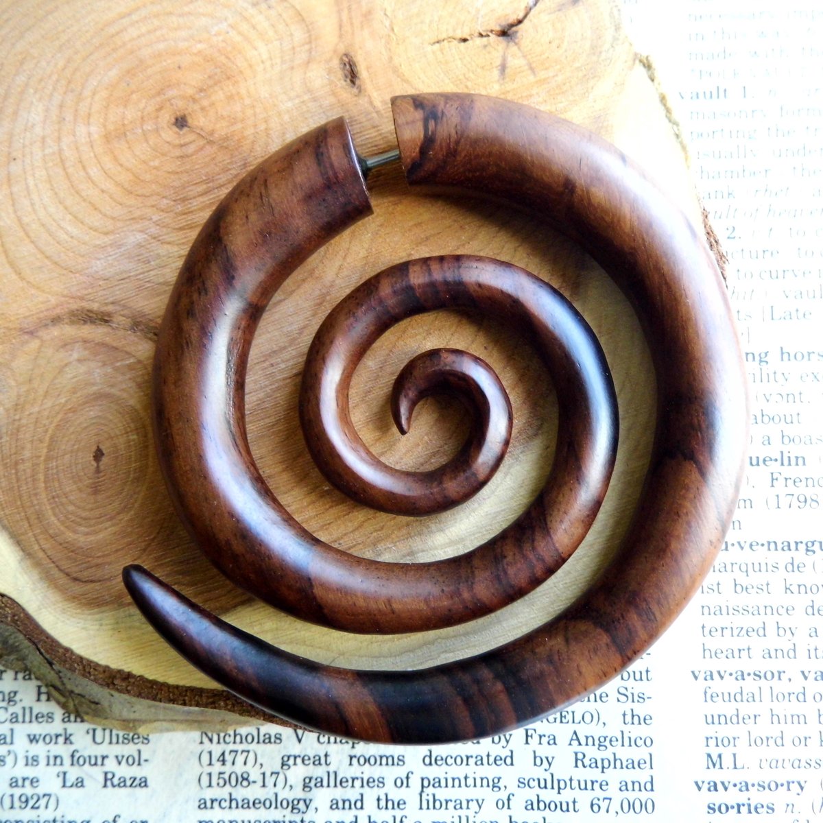 Huge Wooden Spiral Earring Hoop Extra Large