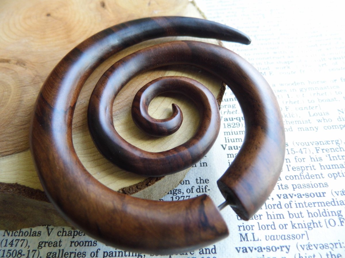 Huge Wooden Spiral Earring Hoop Extra Large