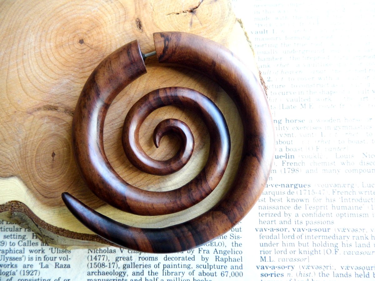 Huge Wooden Spiral Earring Hoop Extra Large