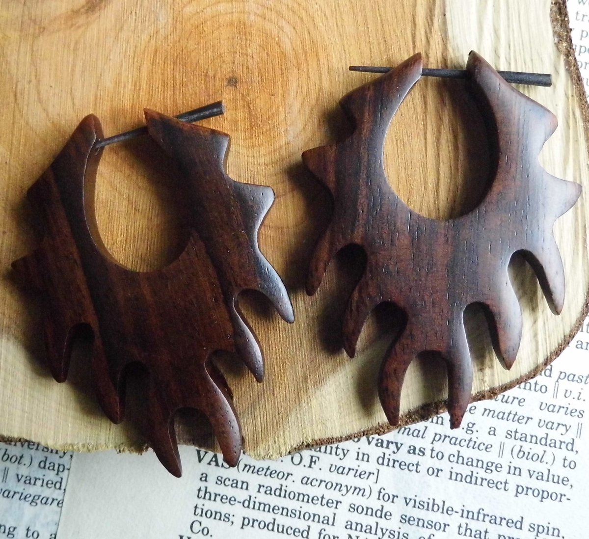 Large Tribal Earring Wood