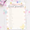 Baby Shower Games - Baby Word Scramble Cards Game Pink Moon 