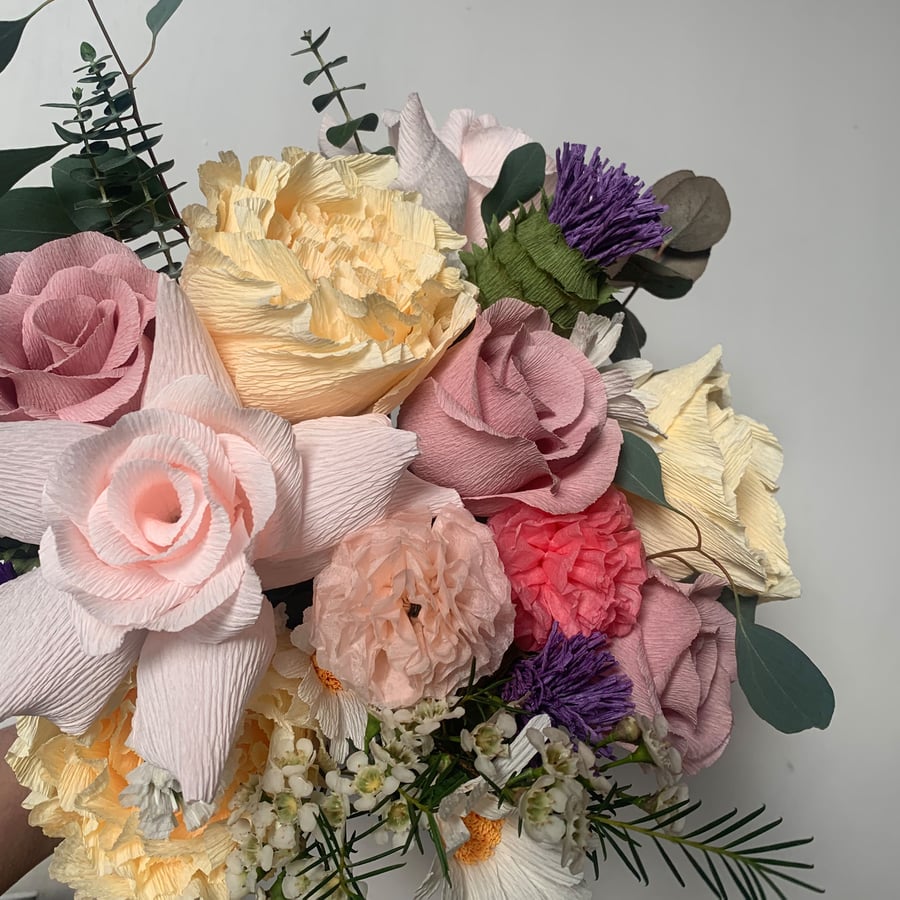 Image of Spring Bouquet - Daisies, Roses, Peonies, Pom Pom & Thistle
