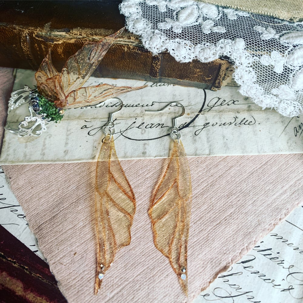 Image of New “Sweet Fawn” faerie wing earrings