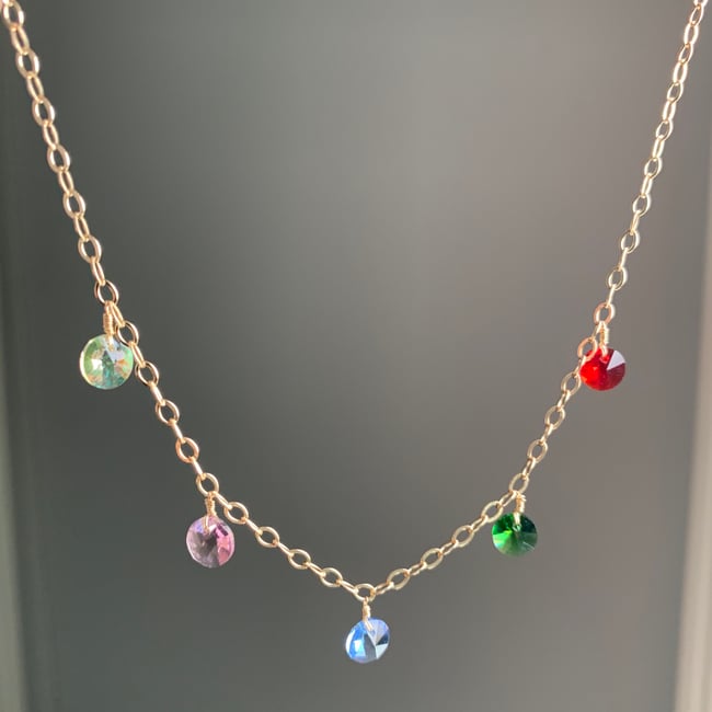 rainbow swarovski crystal necklace