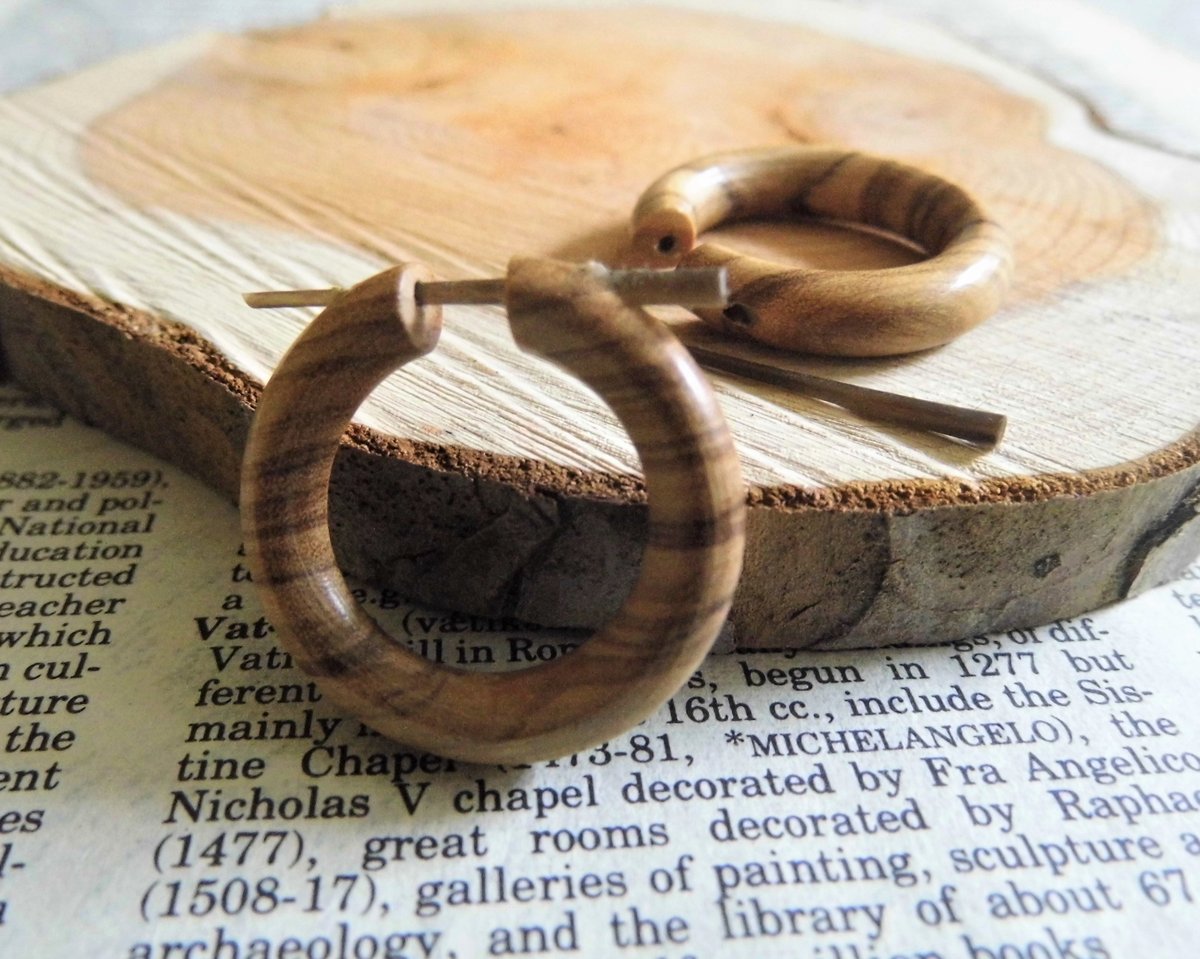 Wooden Hoops Olive Wood Earrings