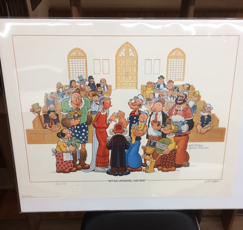 Image of "The Wedding of Popeye & Olive Oyl" :: 1987 Will Elder Limited Edition Art Print