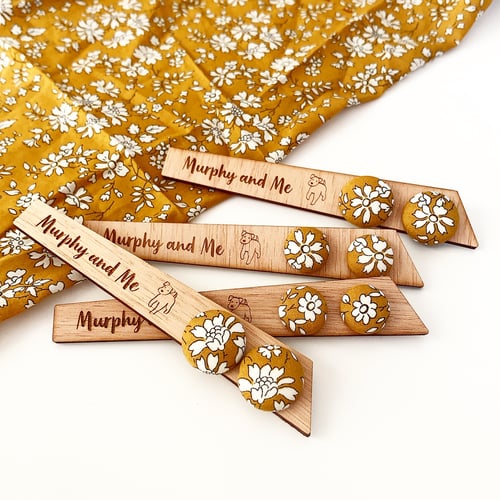 Image of Mustard Liberty Floral Fabric Studs
