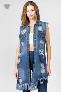 Image 3 of Cut From a Different Cloth Distressed Denim Vest