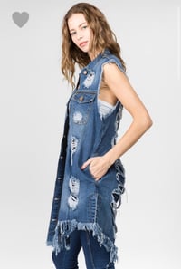 Image 4 of Cut From a Different Cloth Distressed Denim Vest