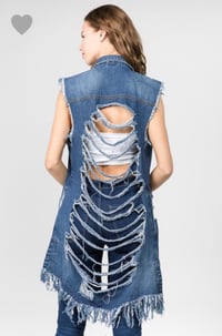 Image 5 of Cut From a Different Cloth Distressed Denim Vest