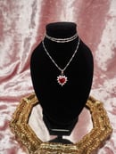 Image 2 of Ruby Red Crystal Heart Earrings & Necklace