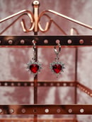 Image 3 of Ruby Red Crystal Heart Earrings & Necklace
