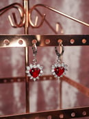 Image 4 of Ruby Red Crystal Heart Earrings & Necklace