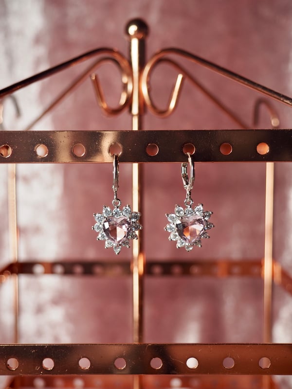 Image of Blush Crystal Heart Earrings & Necklace