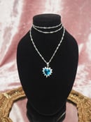 Image 2 of Aqua Crystal Heart Earrings & Necklace 