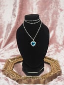 Image 4 of Aqua Crystal Heart Earrings & Necklace 