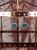 Image 3 of Aqua Crystal Heart Earrings & Necklace