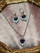 Image 2 of Plum Crystal Heart Earrings & Necklace 