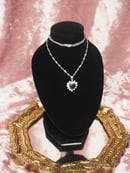 Image 3 of Plum Crystal Heart Earrings & Necklace 